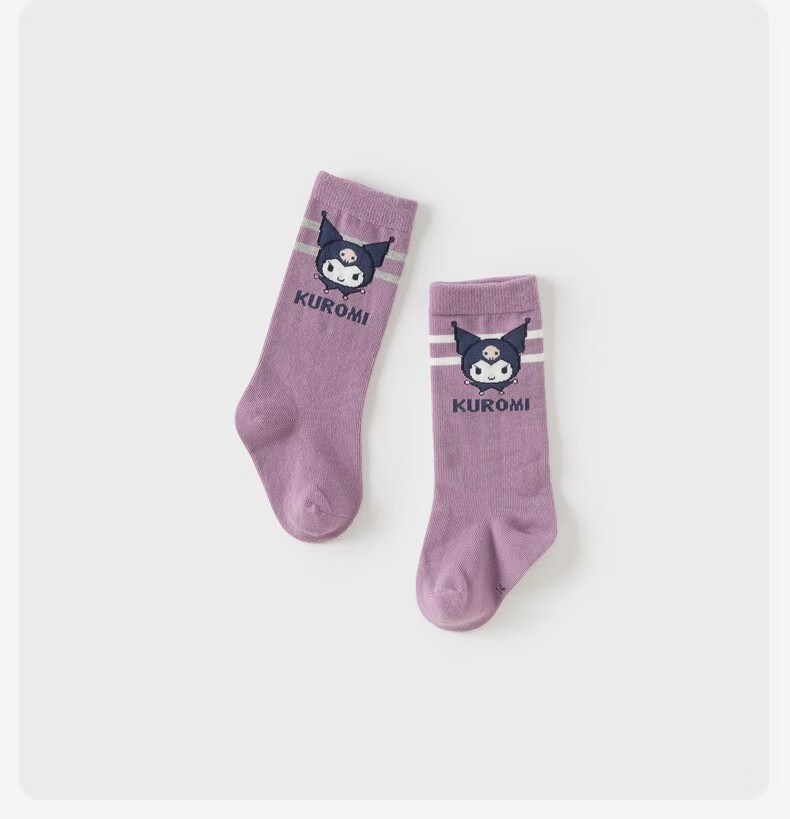 DAVE & BELLA Kuromi Collaboration Children's Mid-Calf Socks, Girls' Autumn School-Style Socks, Stylish 11