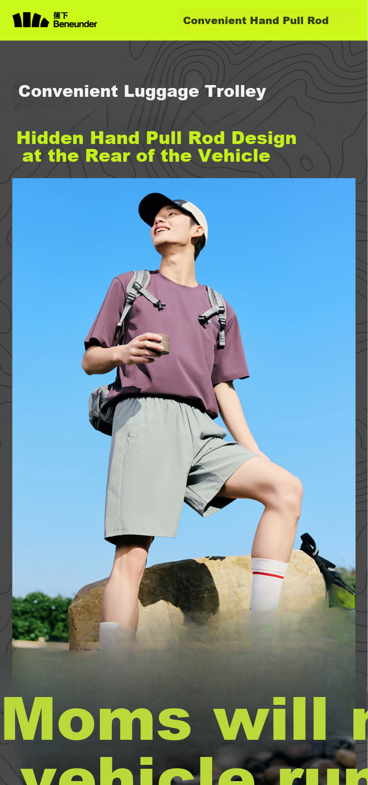 Beneunder Men's Shorts, Sports Pants for Summer, Breathable Quick-Dry Five-Point Pants, Casual Pants HI908, Twilight Black, Size M 3