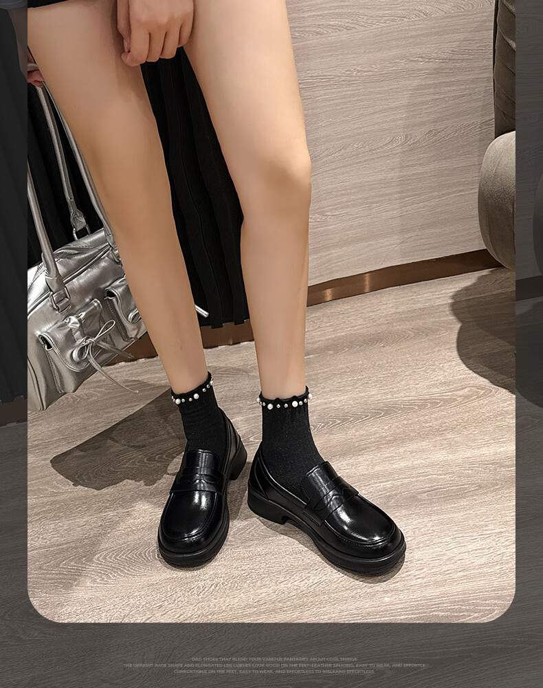 Warrior 2025 Winter Commuter Versatile Thick-Soled Black Leather Women's Comfortable Soft-Soled Mary Jane Shoes Black Size 35 2