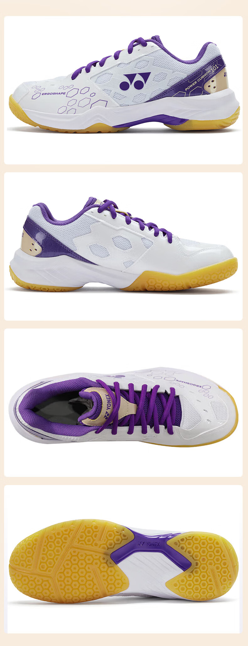 YONEX Badminton Shoes YY Entry-Level Training Shock Absorption Power Cushion Women SHB101CR Beige Pink 39.5 13