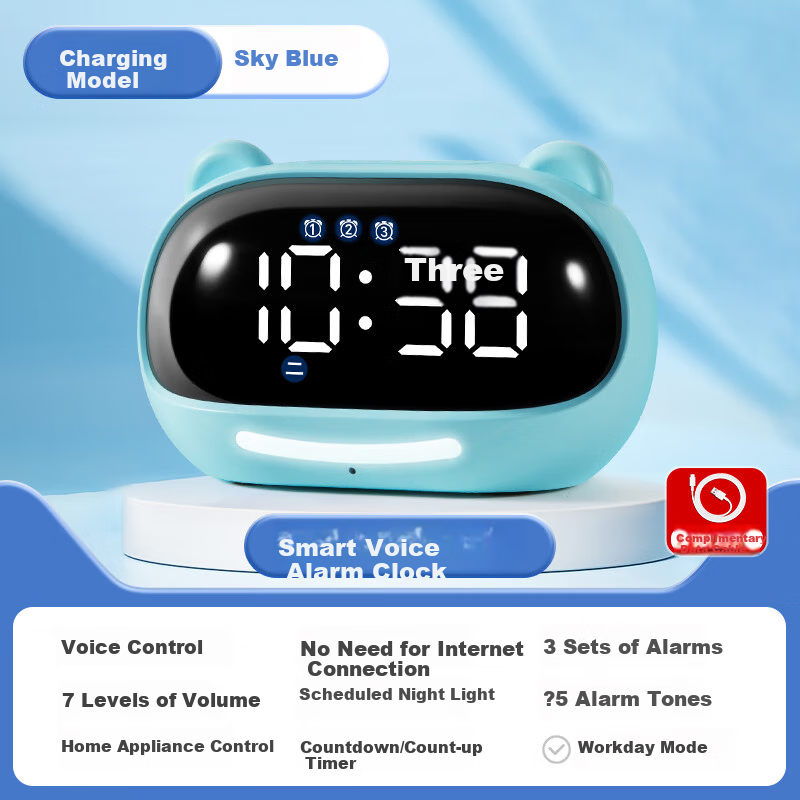 QITE Timer Voice Alarm Clock Smart 2026 New Model for Students, Wake-Up Device, Powerful Alarm for Children, Desktop Clock, Time Management Tool, Timer Gift for Boys