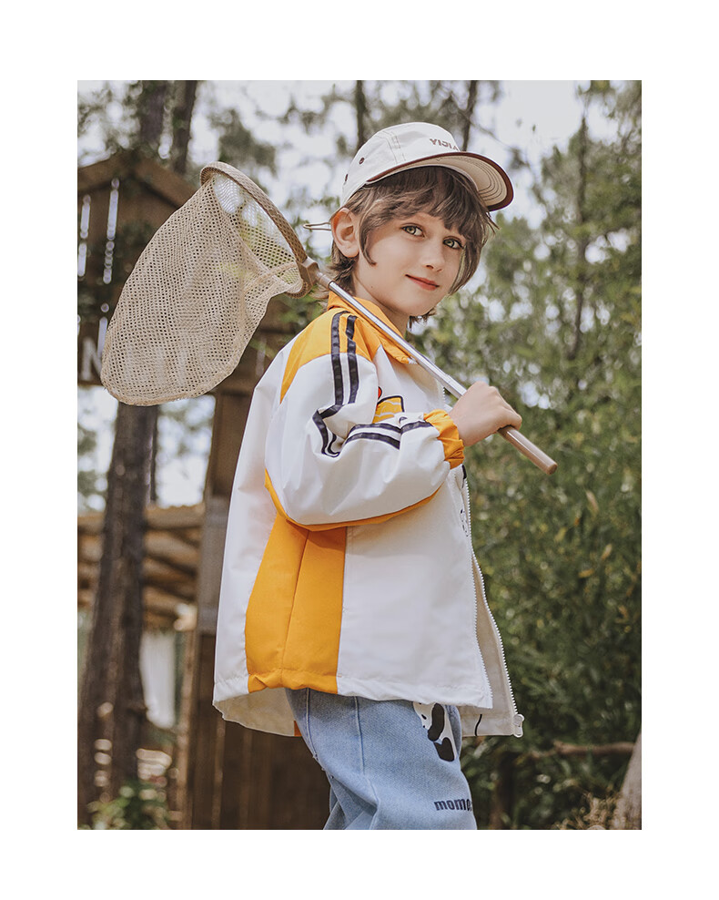 MOMOCO Kids Autumn Jacket Boys Windbreaker Mountain Style Coat White Apricot 110 12
