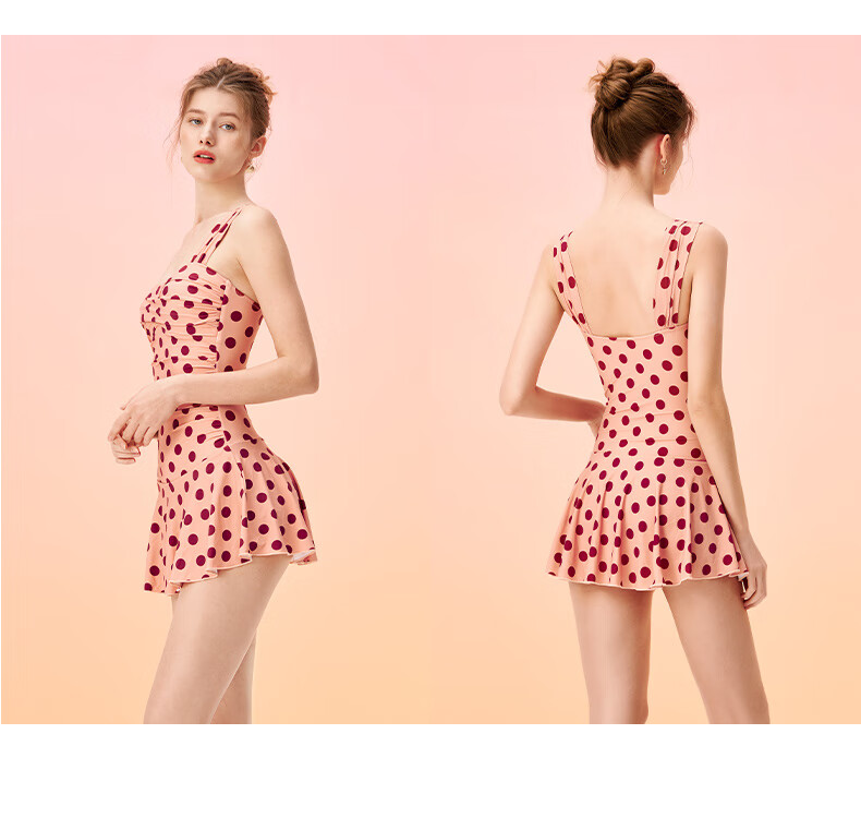 Atlanticbeach 2026 New Vacation Retro French Polka Dot Hot Spring One-Piece Dress Swimsuit, Beach Tummy Control Slimming Swimwear 9