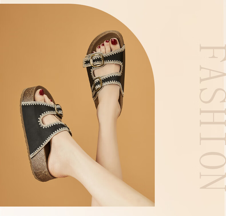 DAPHNE Women's Platform Birkenstock Sandals 2026 Summer New Trendy Height-Increasing Slip-On Beach Shoes 14