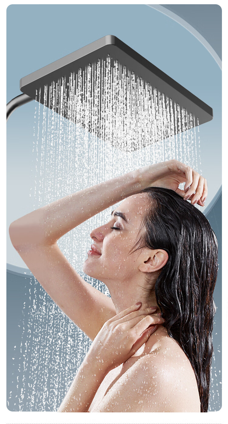 MJONI Shower Head Set with Integrated Design, Surface-Mounted Home Bathroom Shower System, High-Pressure Giant Top Spray with Dual Knobs ZY001 7