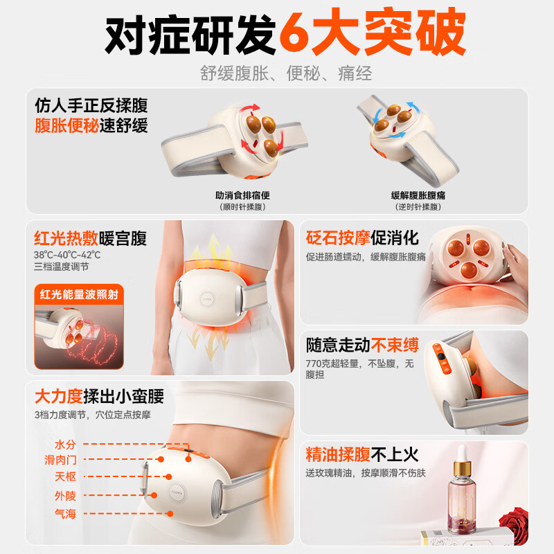 Kepufei Abdominal Massage Device Heated Belly Massager Constipation Relief Automatic Intestinal Peristalsis Promoter Warm Uterus Waist Belt Gift for Mom Girlfriend Mother's Day