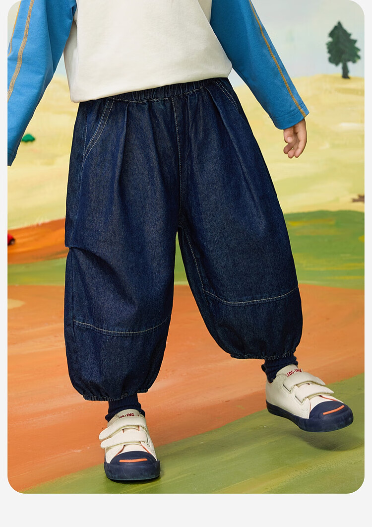 ASK JUNIOR Children's Washed Jeans, Autumn Boys' Lantern Pants, Cropped Pants, Toddler Running Sports Casual Trousers 8