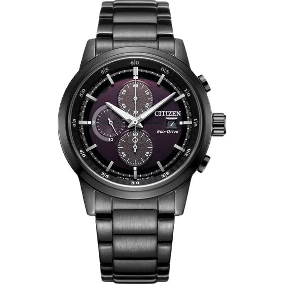 Мужские часы CITIZEN CA0615-59E, кварцевые, Eco-Drive, стальной корпус и браслет, черный циферблат, водонепроницаемые 100м