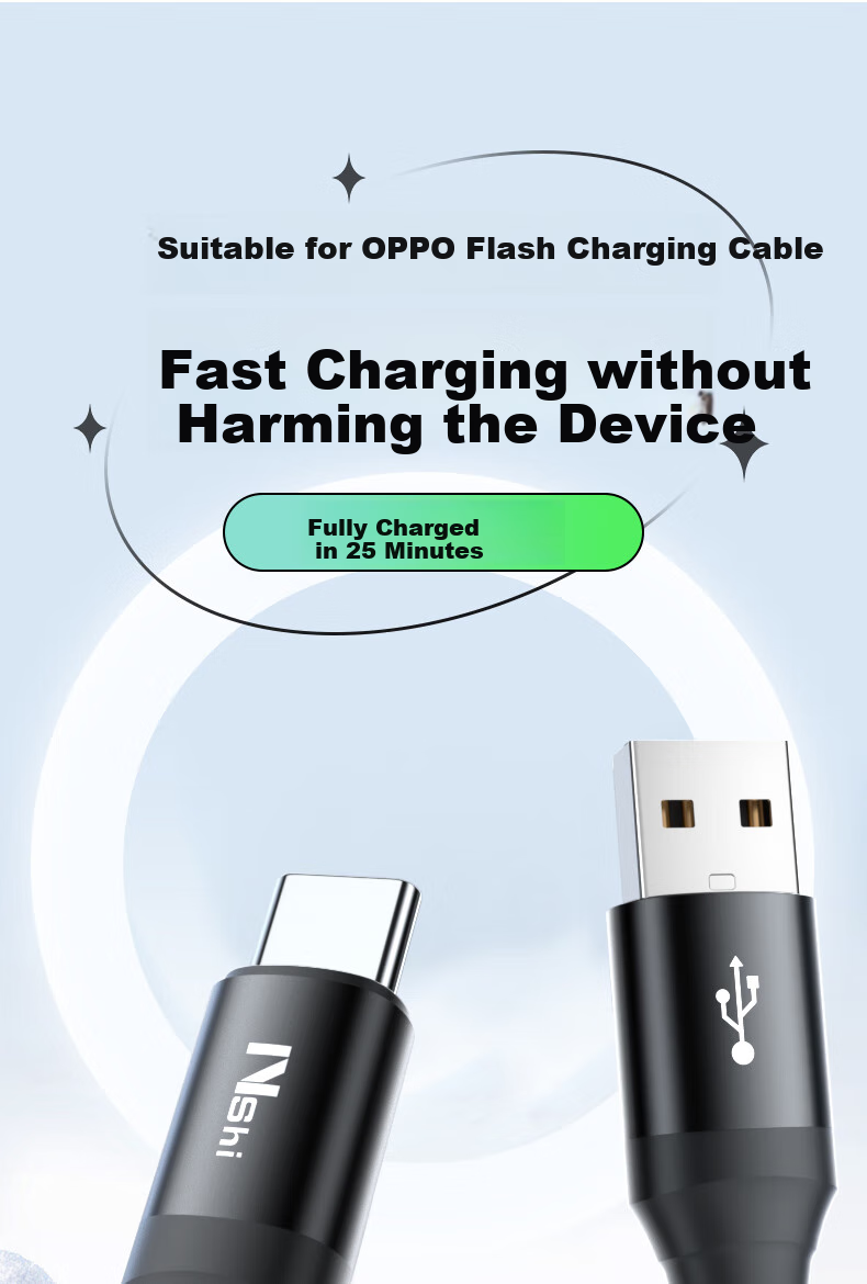 Nengshi Compatible with OPPO Data Cable, Type-C Charging Cable, 80W/65W Super Fast Charging, for FindX7/6/5/Reno12/11/10/9 Zhenwo Phones, Flash Charging Cable, 1 Meter 1