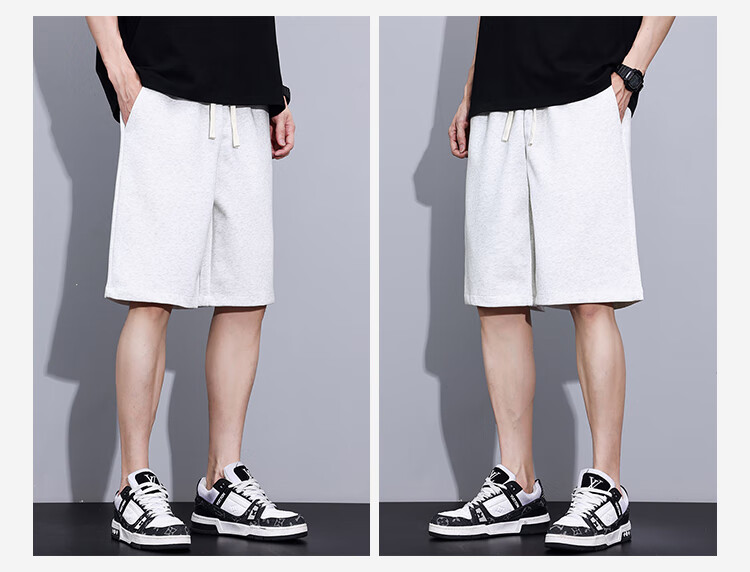 Yipintiancheng 2025 Summer Heavyweight Sports Shorts, Comfortable Solid Color Knee-Length Pants, Large Size Loose Versatile Trendy Casual Mid-Length Shorts 9