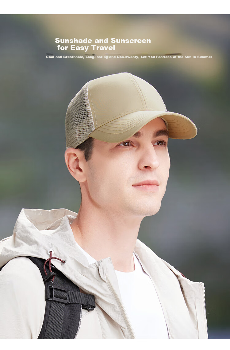 JEEP Baseball Cap for Men And Women, Summer Mesh Quick-Dry Sun Hat, Hiking Cap, Khaki Color 3