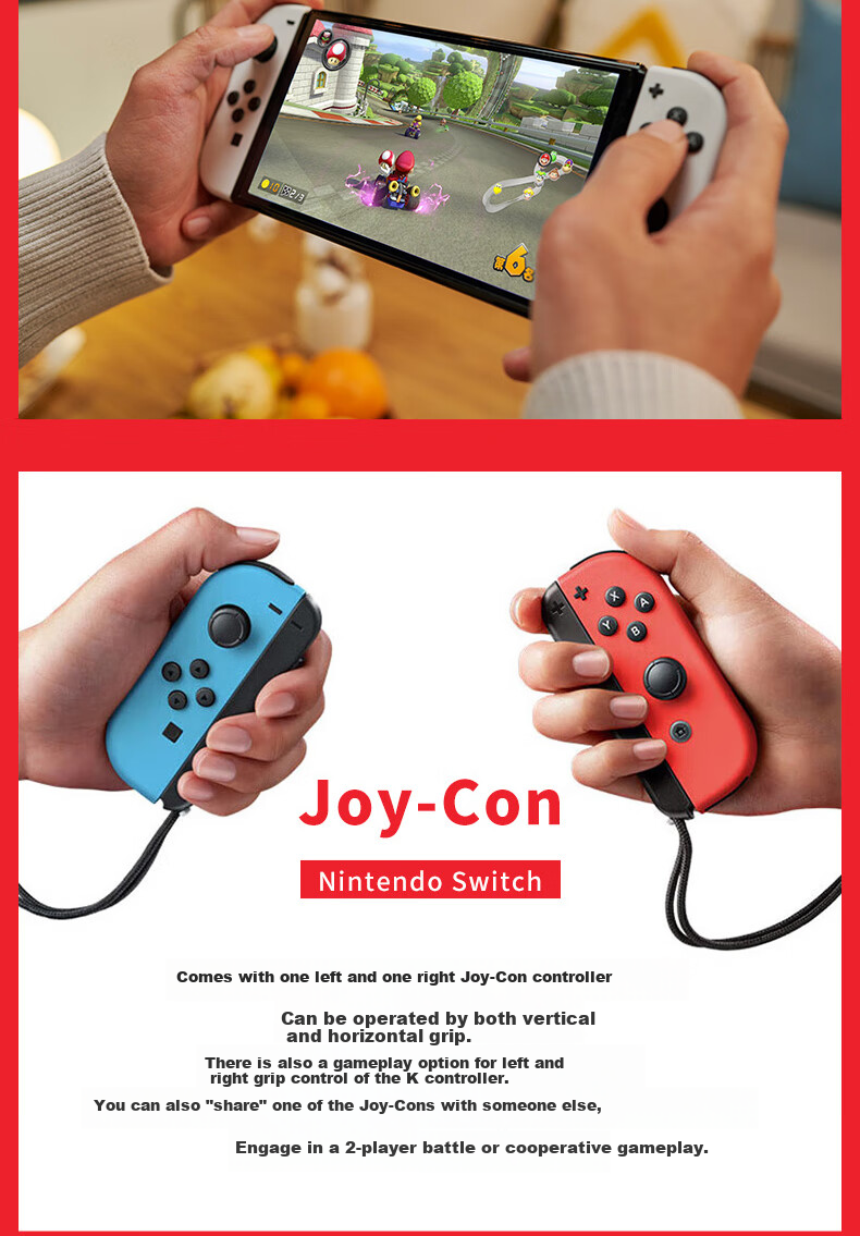 Nintendo Switch, Nintendo Gaming Console, Switch NS Hong Kong Version OLED Edition Game Console, with White Joy-Con, Portable Game Handheld 7