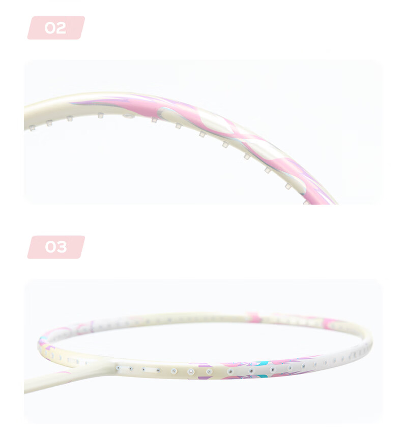 Chuanqi Badminton Racket, Full Carbon Ultra-Light 5U High-Power Offensive Single Racket Queen500 White Cherry Blossom Pink String, Pre-Strung 18