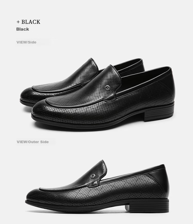 Goldlion Men's Loafers, Perforated Breathable Sandals, Business Casual Shoes G580420170AAD Black Size 41 21