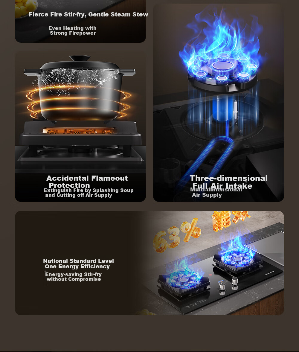 Royalstar Gas Stove, Dual Burner for Home Use, 5.0kW High Heat Output, Built-In And Countertop Dual-Use, Independent Timer on Both Sides, JZY-B51 7