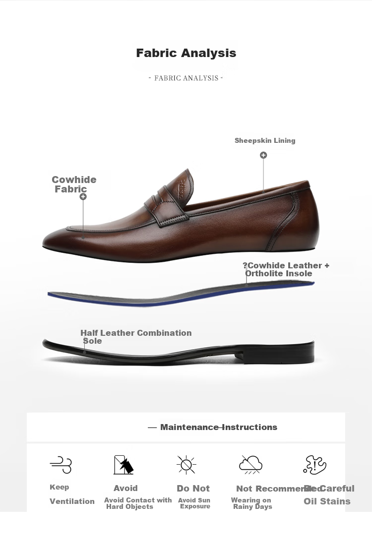 Goldlion Men's Shoes, Urban Fashion Wear-Resistant Slip-On Business Casual Shoes, Comfortable Loafers, 56321052140A, Brown, Size 38 10