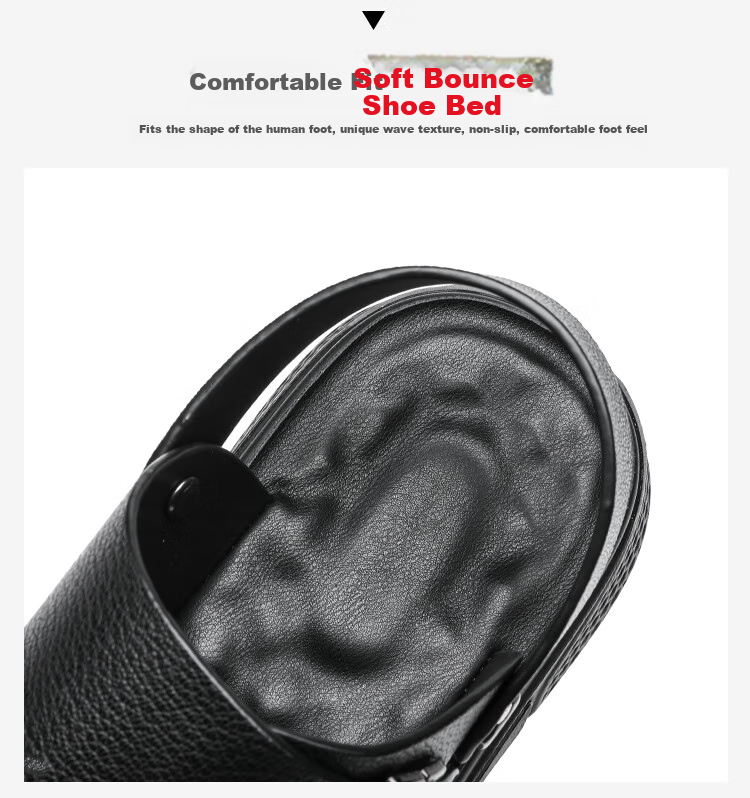 CARTELO CARTELO Outdoor Men's Sandals, Breathable Two-Way Beach Shoes, Men's Hole Shoes, Leather Sandals, 9812 Black, Size 38 6