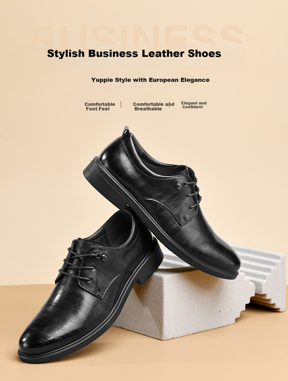 HLA Men's Leather Shoes, Business Formal Derby Shoes for Autumn And Winter, HAAPXM3EBH164, Brown Height-Increasing Style, Size 39 1