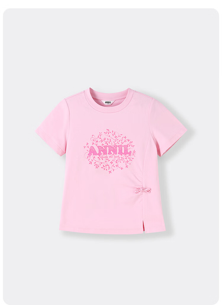 Annil [Memory Foam Cooling T-Shirt] Annil Girls' Round Neck Short-Sleeve T-Shirt, 2025 Summer New Casual Printed Style 2