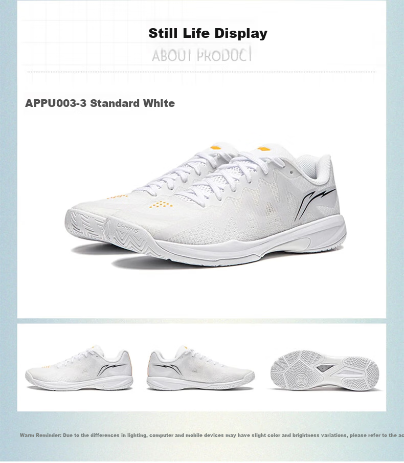 Li-Ning Table Tennis Shoes Ultra Light 1.0 Professional Competition Sports Training Shoes Breathable Non-Slip Shock-Absorbing Unisex White Size 40 6