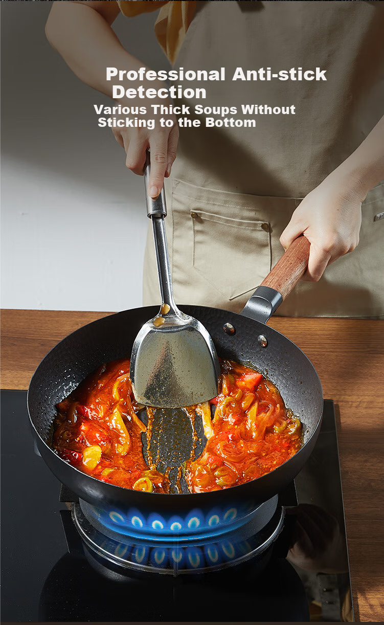 JD Original Frying Pan, Titanium Iron Hammer Pattern Non-Coated Anti-Stick Pan for Eggs And Steak, Compatible with Induction And Gas Stoves, 28cm 4
