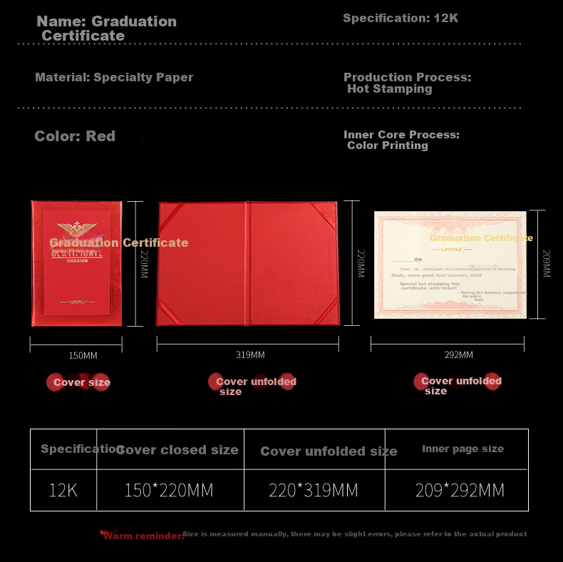Elifo Custom Graduation Certificate Cover Pages, Large Size 12K Customized for 10 Books, 12K 10-Book Set (Including 15 Inner Pages) 3