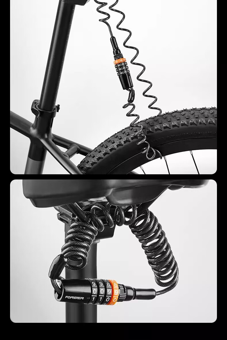 Forever Helmet Lock Bicycle Lock Electric Motorcycle Children's Combination Lock Mountain Road Bike Luggage Anti-theft Lock Black Pink 19