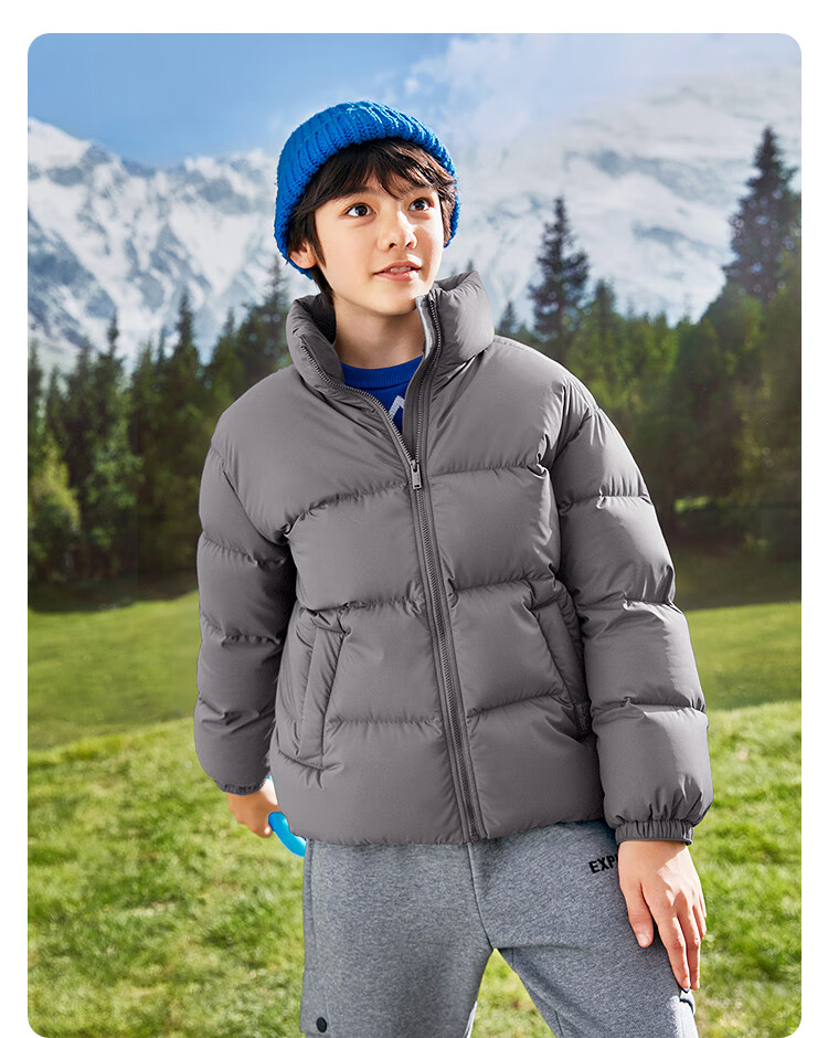 BALABALA Children's Clothing, Kids' Puff Down Jacket, Boys And Girls Baby 2025 New Winter Outfit, Parent-Child Matching Clothes, Stand-Up Collar Coat, Cute 9