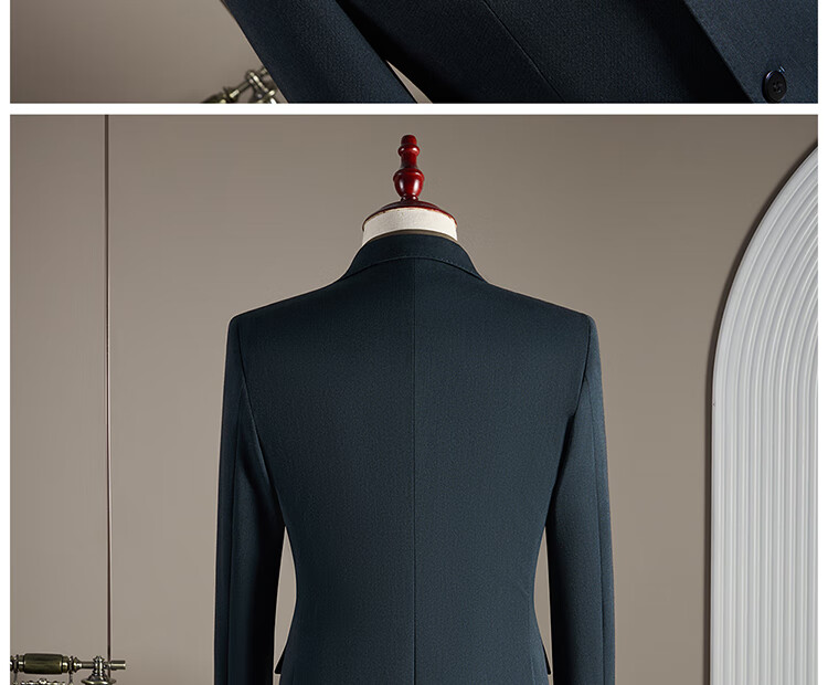 ROMON Wool Suit Set for Men Business Formal Wedding Attire Dark Gray 4XL (Blazer + Vest + Trousers) 15