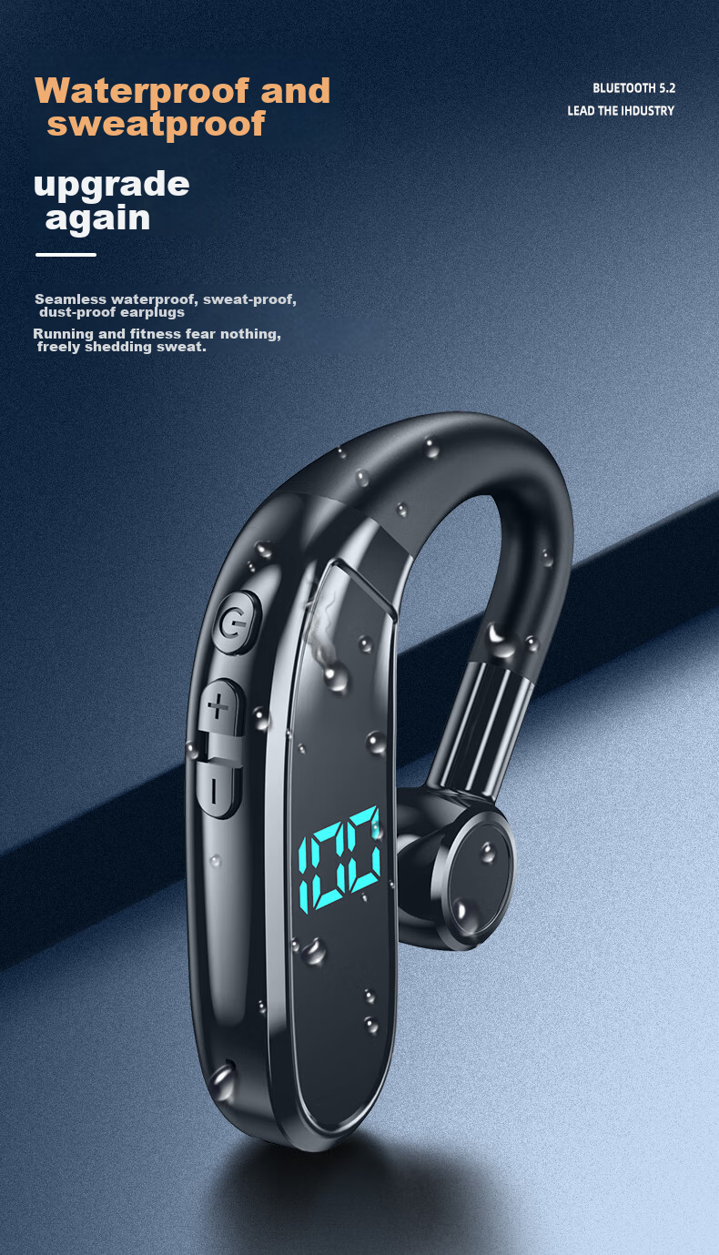 Guiyin Wireless Bluetooth Headphones, New Ultra-Long Standby Battery Life, Ear-Hook Style, for Sports Running Driving Calls, Noise Reduction, Large Battery Capacity Display, Suitable for Apple, OPPO, Xiaomi, Vivo, Honor 2