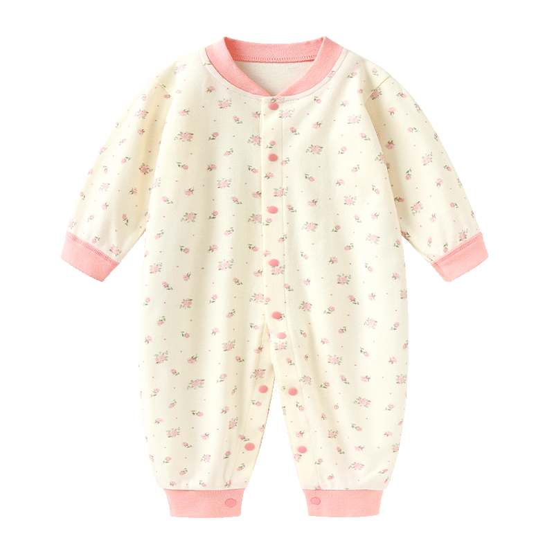 Badi Badi [Gift for Expectant Moms] Spring and Autumn Pure Cotton Romper Baby Infant Front-Opening Jumpsuit 66cm
