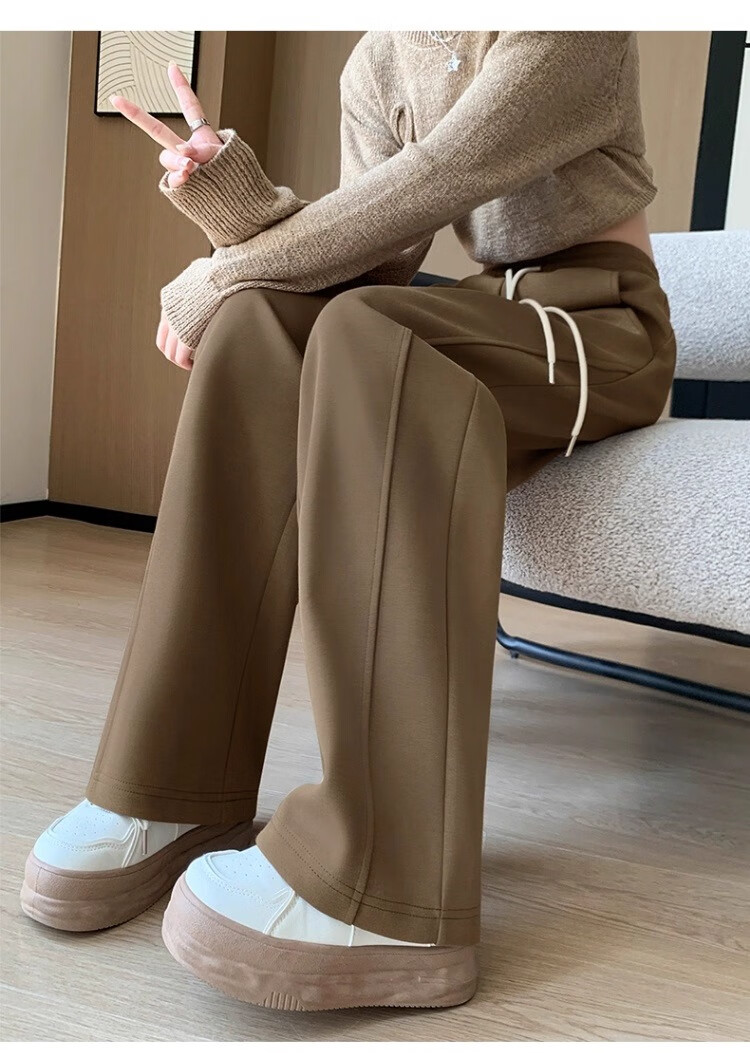 Huili Black Pants for Women, 2026 New Spring And Autumn Style, Loose-Fitting Sweatpants, Slimming Casual Pants, Wide-Leg Straight Trousers for Petite Figures 11