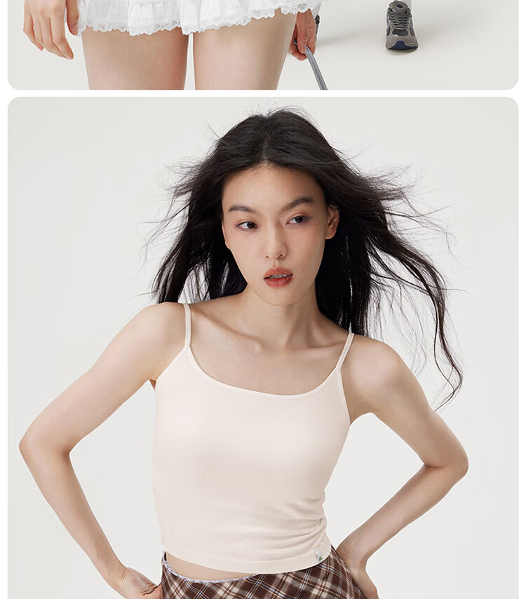 Banlian Women's Summer Camisole Tank Top with Built-In Bra Pads, Backless Design, Seamless White Strap Undershirt for Layering 17
