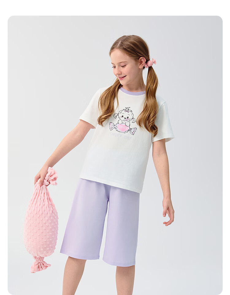 Balabala Kids Pajama Set Boys Girls Homewear Toddler Older Children Air Conditioning Clothes Summer New Pure Cotton 13