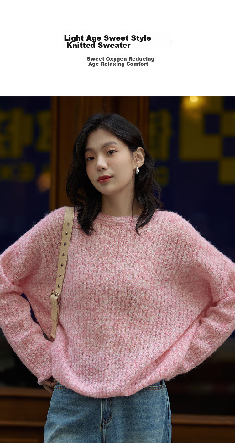 Dme [Containing Wool] Spring Lightweight Striped Hollow-Out Round Neck Sweater, High-Elastic Comfortable Knit Top for Wome 2