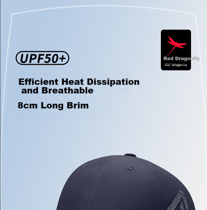 RED DRAGONFLY Sun Protection Hat for Men, Summer Outdoor Baseball Cap, Casual Breathable Sun Hat, Sports Fishing Sunshade Hard Top Visor Cap 1