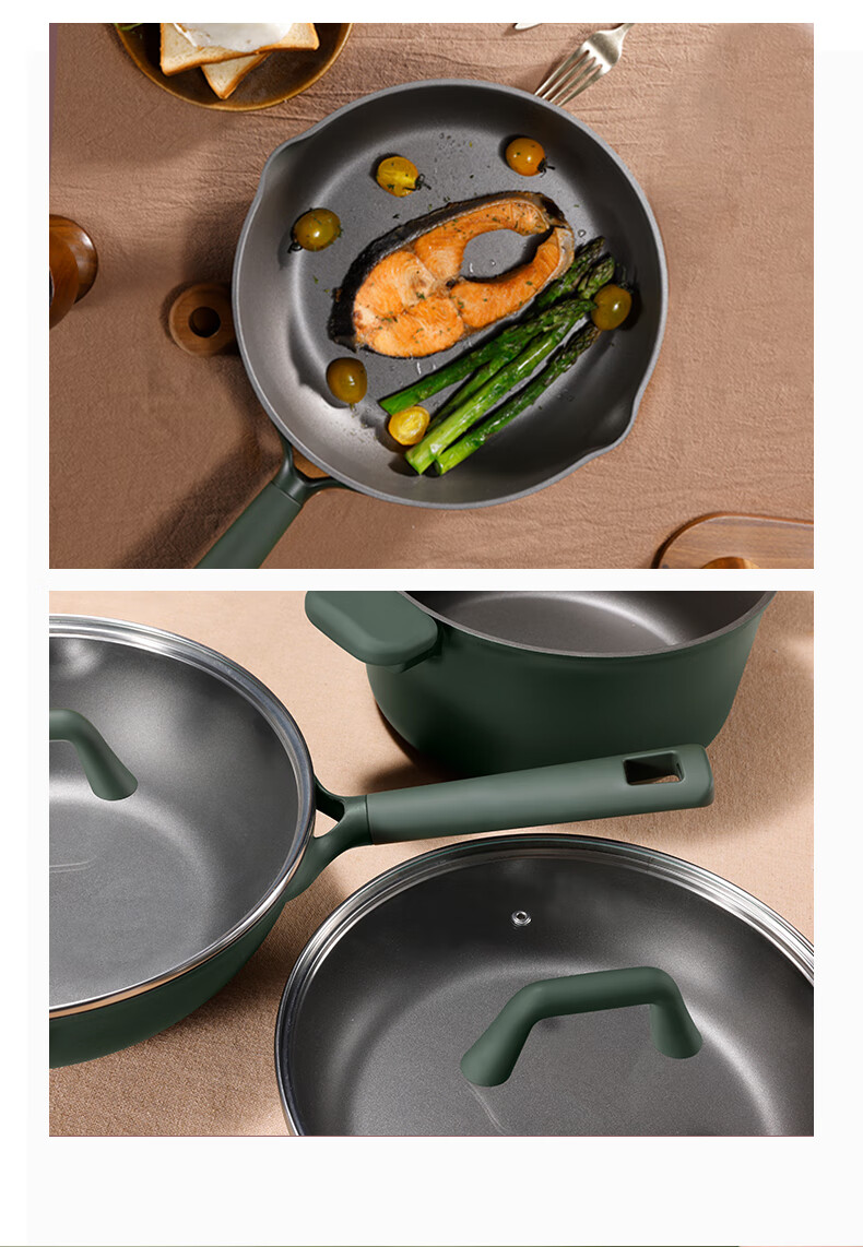 CaROTE Non-Stick Deep Frying Pan for Steak, Titanium Pan for Home Use with Induction Cooker, Egg Frying Pan, 26cm 6