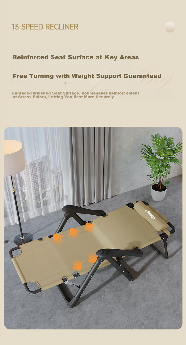 JEEP Folding Bed Lounge Chair Office Nap Bed Single Bed Nap Folding Chair Accompanying Bed Camp Bed Thickened Cotton Pad 8
