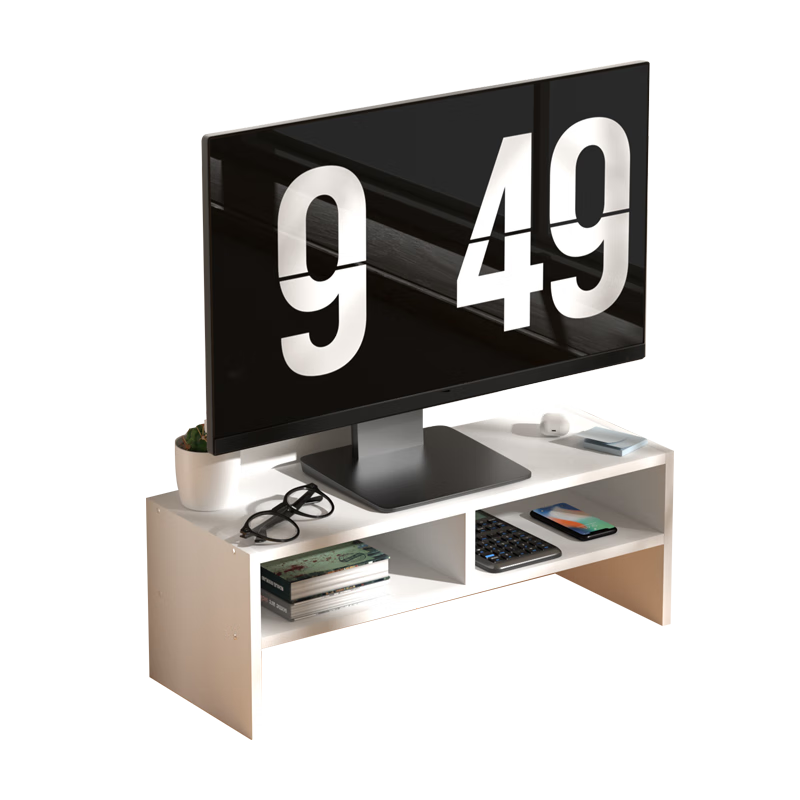 HMJIA Monitor Riser Stand, Computer Stand for Office Desk, File Keyboard Storage Rack, Organizer Shelf, White