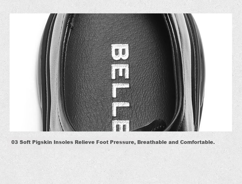 Belle Men's Shoes, Commuter Business Leather Shoes, Summer Cowhide Wrinkled Heightening Casual Shoes A1373AM5, Brown, Size 44 10
