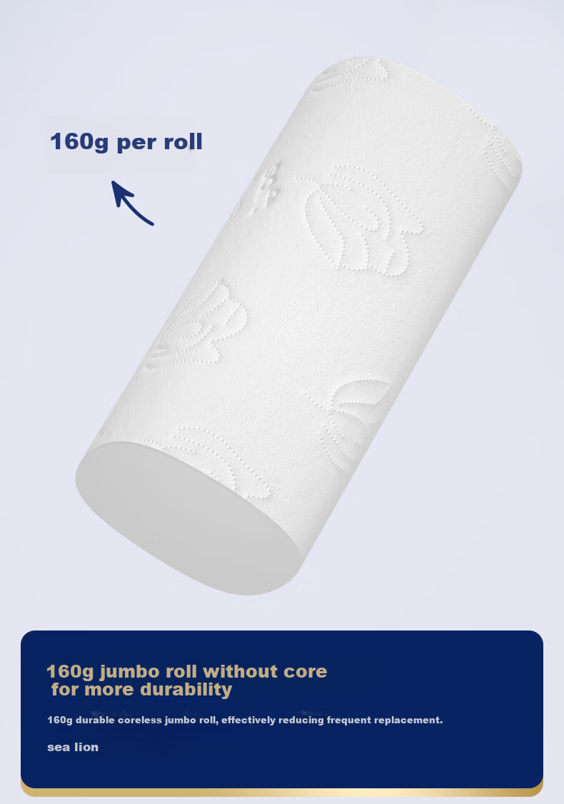 Lam Pure Coreless Toilet Paper, 5-Ply, 160g*15 Rolls, Thickened Tissue Paper, Bathroom Paper, Hand Towels, Wood Pulp Paper, High Gram Weight, for Home And Commercial Use 3