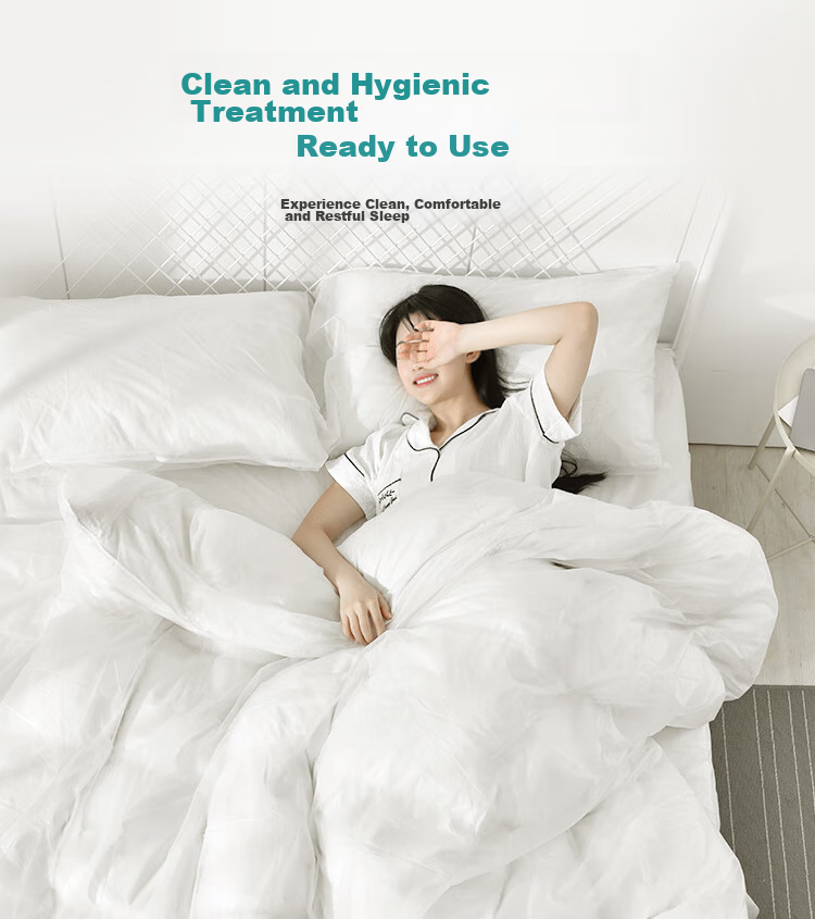 Banzheni Disposable Four-Piece Bedding Set, Thickened Travel Hotel Bed Sheet, Protective Duvet Cover, Pillowcases, Sleeping Bag, Single Large Bed Room Supplies 8