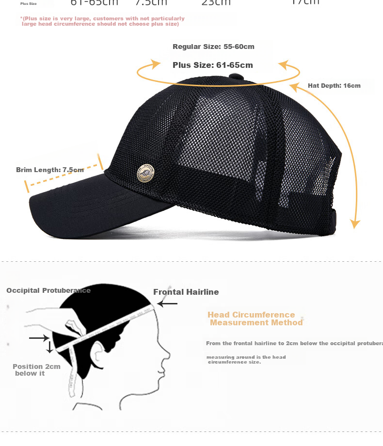 Denssyne Mesh Baseball Cap for Men, Summer Breathable Sun Protection Visor, Outdoor Sports Sunshade Mesh Hat, Black Heat Dissipation Cap 3