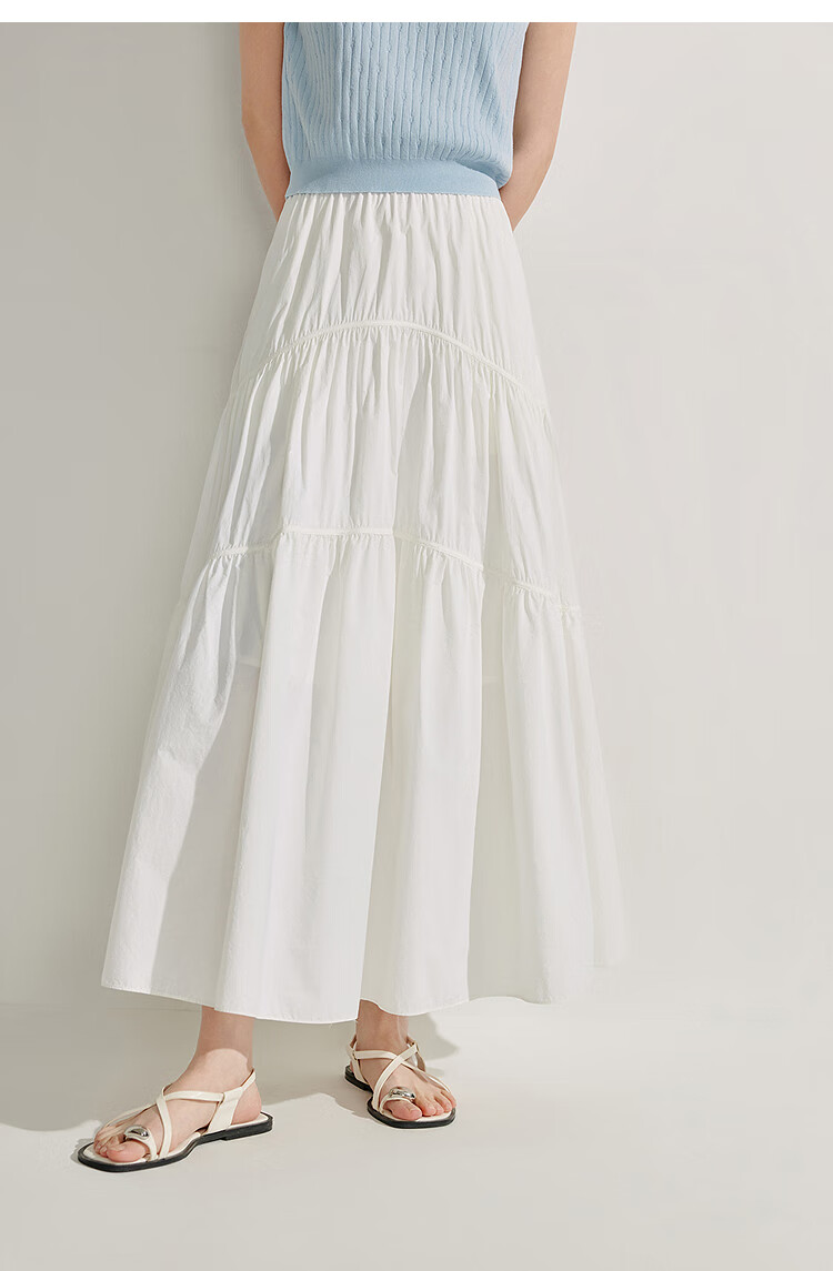 INMAN [Showroom Style] Original Yarn Sun Protection UPF100+ Pleated Skirt, Summer Umbrella Skirt, Cloud White, Size L 11