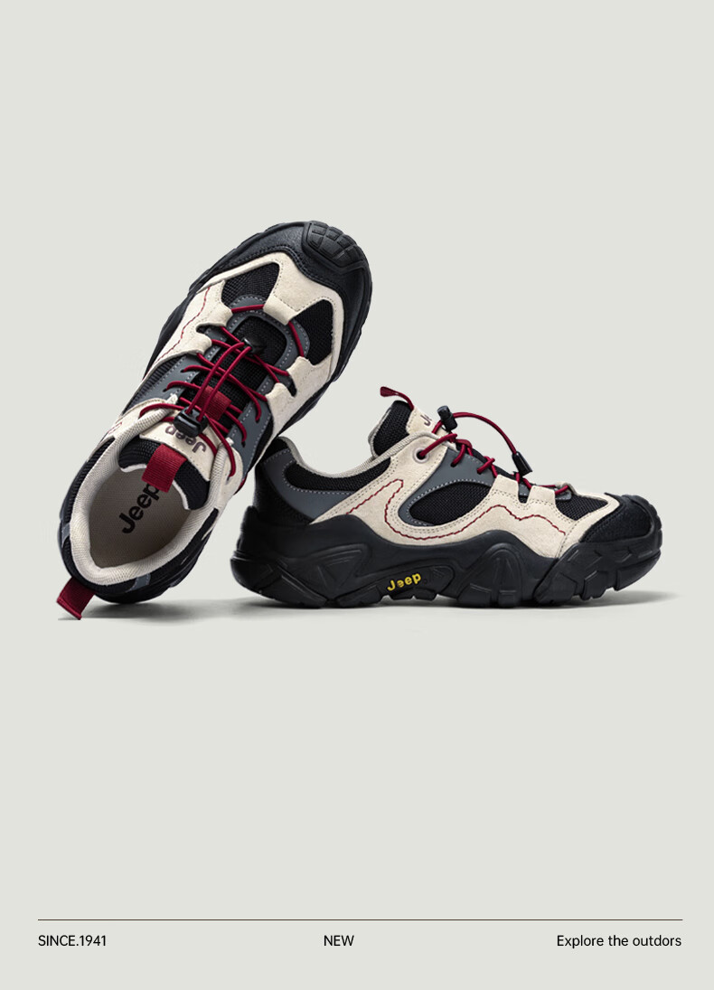 Jeep Women's Ugly Cute Hiking Shoes Autumn Winter Outdoor Breathable Thick Sole Non-slip Lightweight Sports Shoes Black Gray Size 40 9