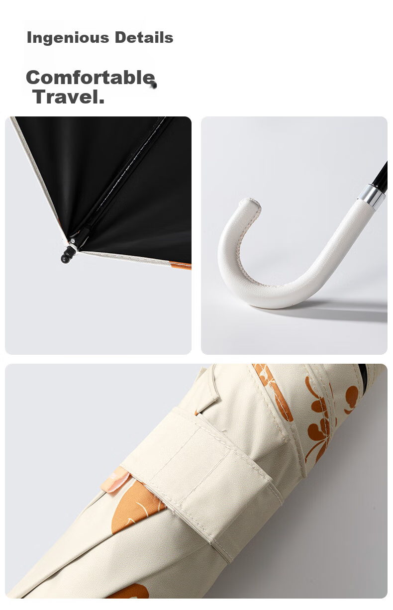 Marie Claire Ultra-Light Curved Hook Sun Umbrella, Strong UV Protection, Black Gel, Suitable for Sunny And Rainy Days, Stylish Sunshade, Gift for Wome 10