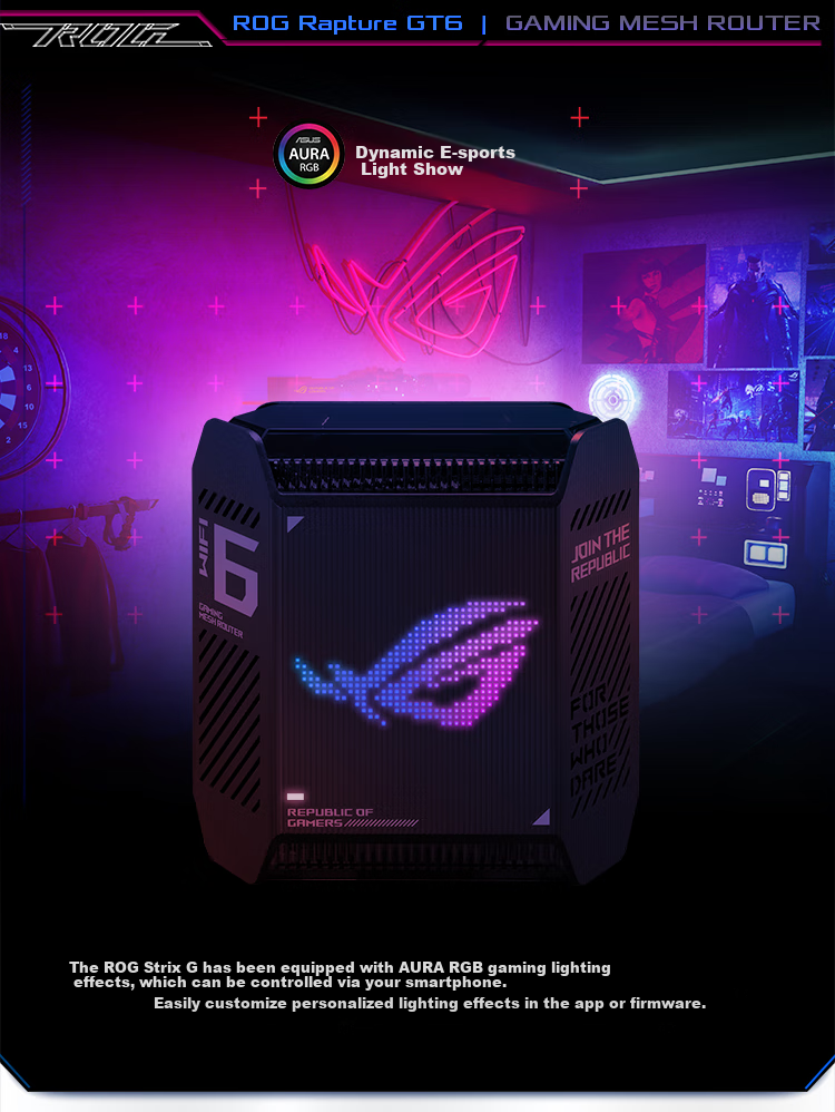 ROG [Renewal Subsidy] ROG Cube Tri-Band 10 Gigabit Gaming Distributed Parent-Child Router | Whole-House WiFi 6 Set, Gigabit Wireless Aimesh Flexible Routing System 19