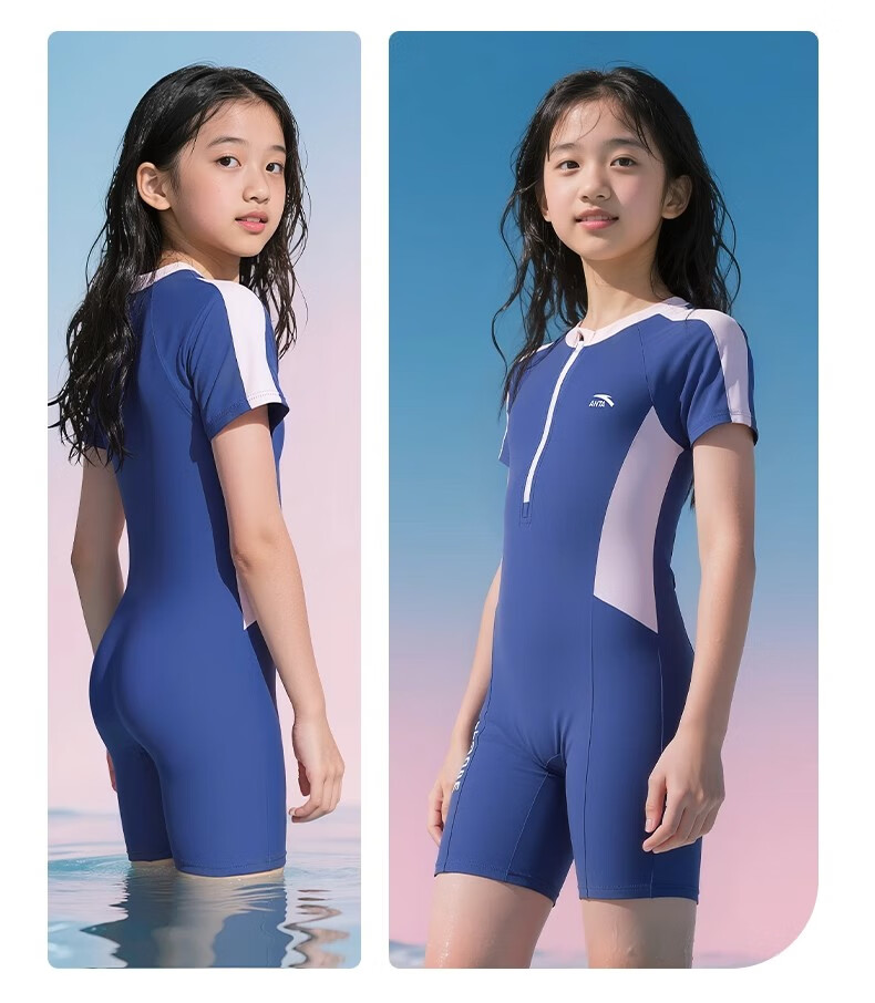 ANTA Children's Swimsuit for Boys And Girls, 2025 New Style One-Piece Square-Leg Swimwear, Kids' Hot Spring Beach Sun Protection Quick-Dry Swimwear 14