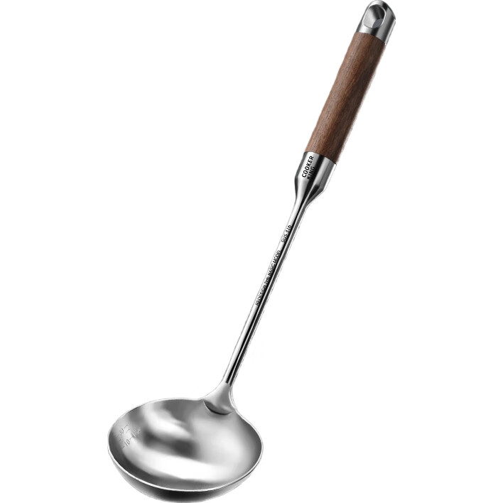 Половник COOKER KING из нержавеющей стали 316 с ручкой из палисандра, утолщенная ложка для посуды с антипригарным покрытием, 36.5 см