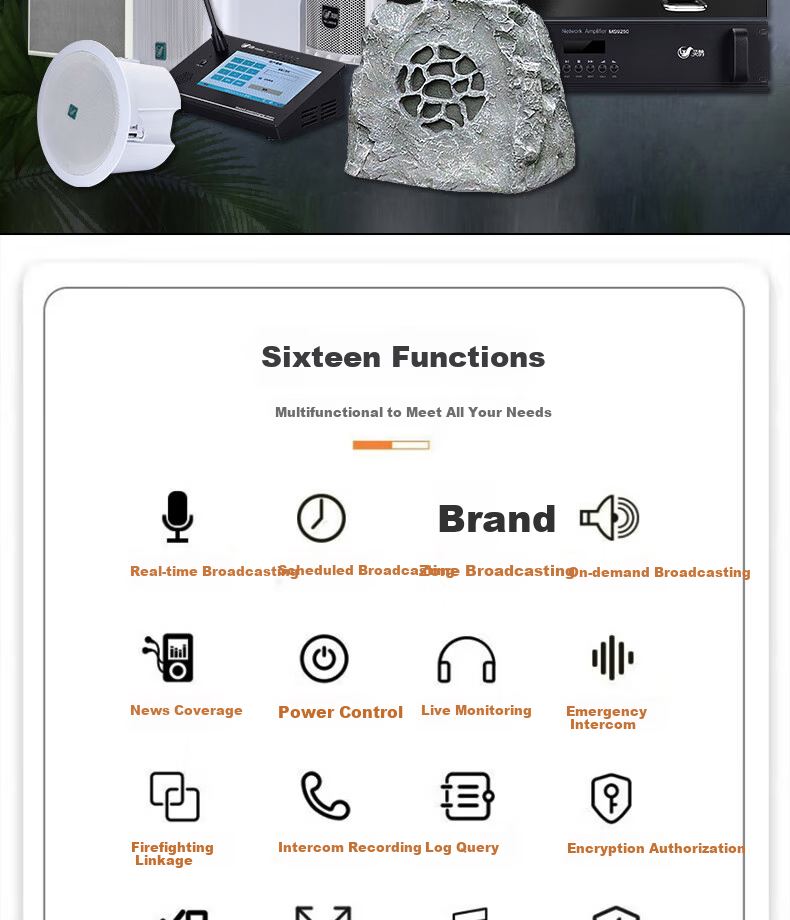 Lingque MS9010 Networked Sound Column Emergency Broadcast Speaker, Village-Wide IP Sound Column Cloud Broadcasting System, IP Broadcasting Digital Campus Broadcasting System, 120W 7